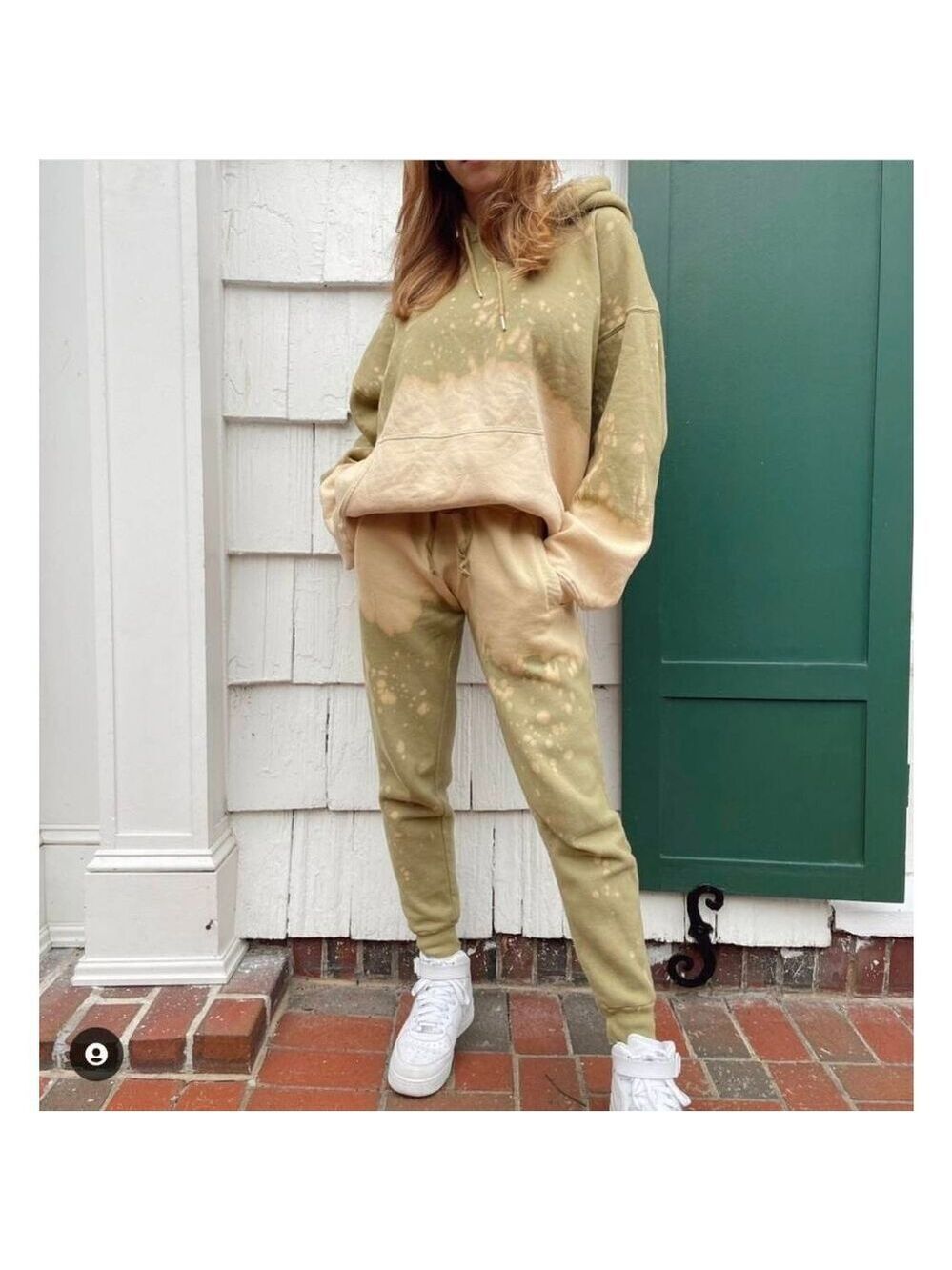 La Detresse Dip Dye Hoodie M NWT Olive Bleach Splatter Oversized Made in USA